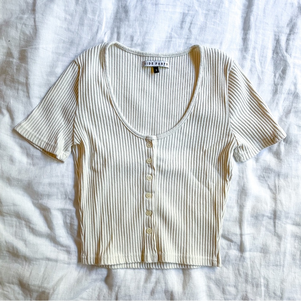 Lisa Says Gah! / Side Party ribbed crop top